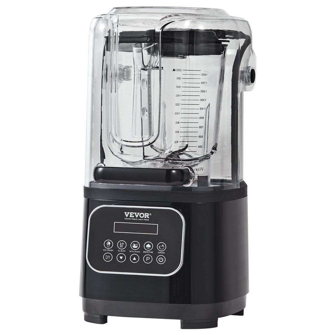 Professional Blender with Shield, Commercial Countertop Blenders, 2L Jar Blender Combo, Stainless Steel 9 Speed & 5 Functions Blender, for Shakes, Smoothies, Peree, and Crush Ice, Black