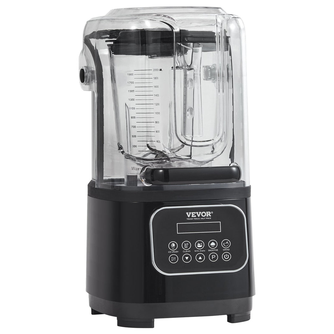 Professional Blender with Shield, Commercial Countertop Blenders, 2L Jar Blender Combo, Stainless Steel 9 Speed & 5 Functions Blender, for Shakes, Smoothies, Peree, and Crush Ice, Black