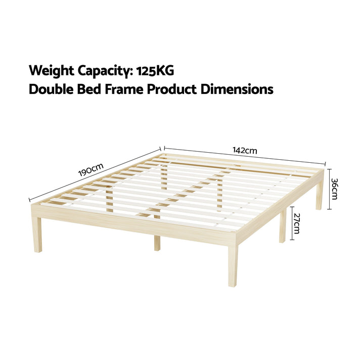 Artiss Bed Frame Double Size Wooden Base Platform Timber Pine BRUNO