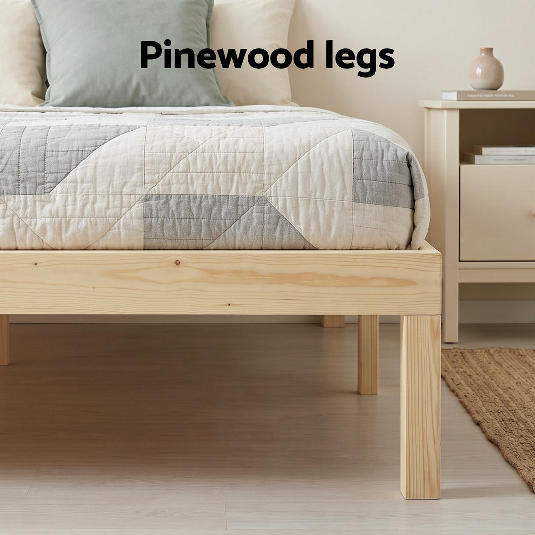 Artiss Bed Frame Double Size Wooden Base Platform Timber Pine BRUNO