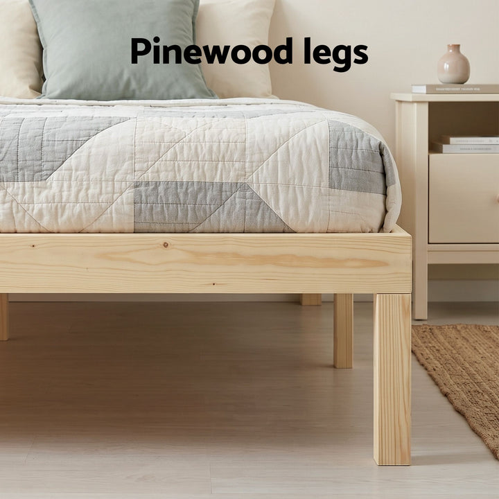 Artiss Bed Frame Double Size Wooden Base Platform Timber Pine BRUNO
