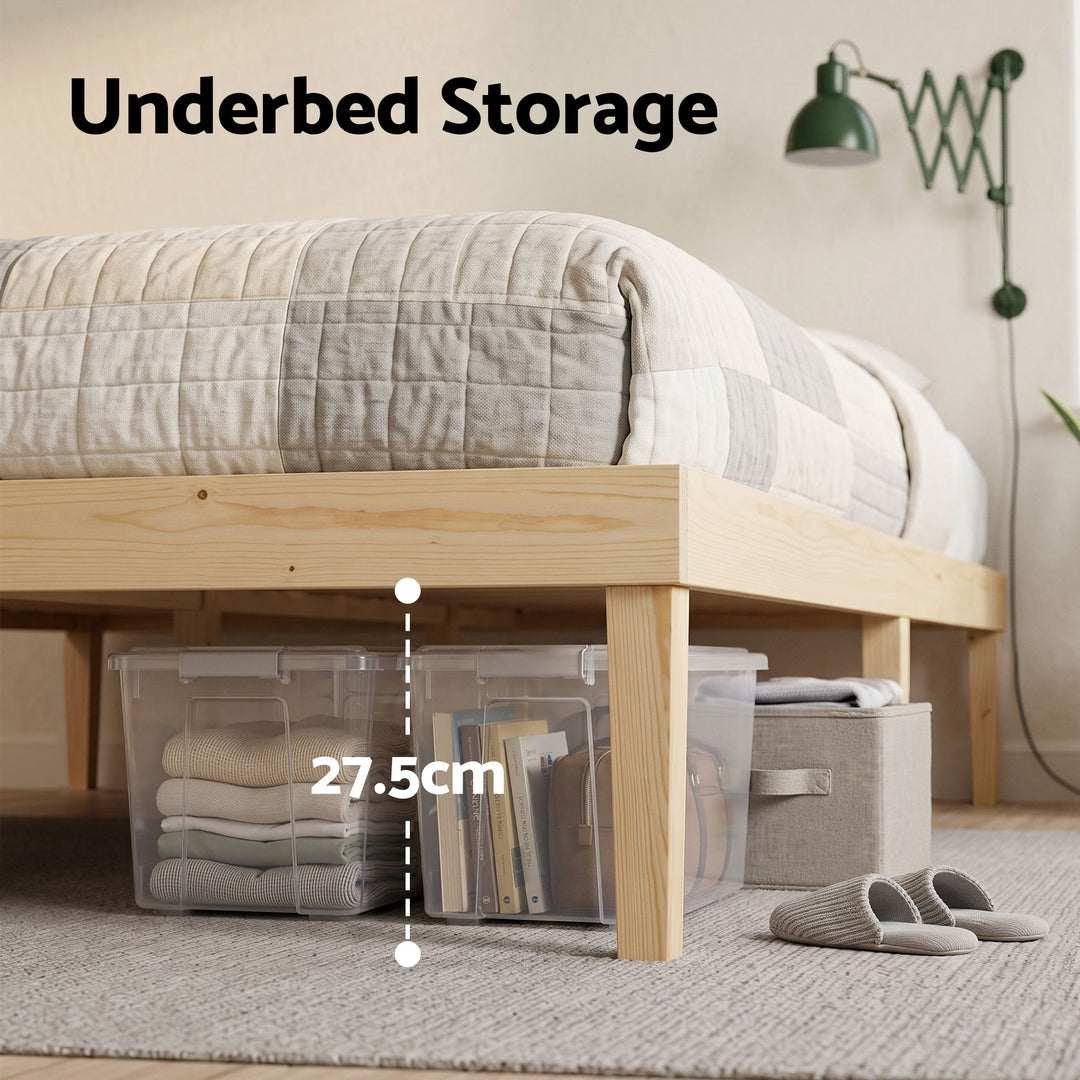 Artiss Bed Frame Double Size Wooden Base Platform Timber Pine BRUNO