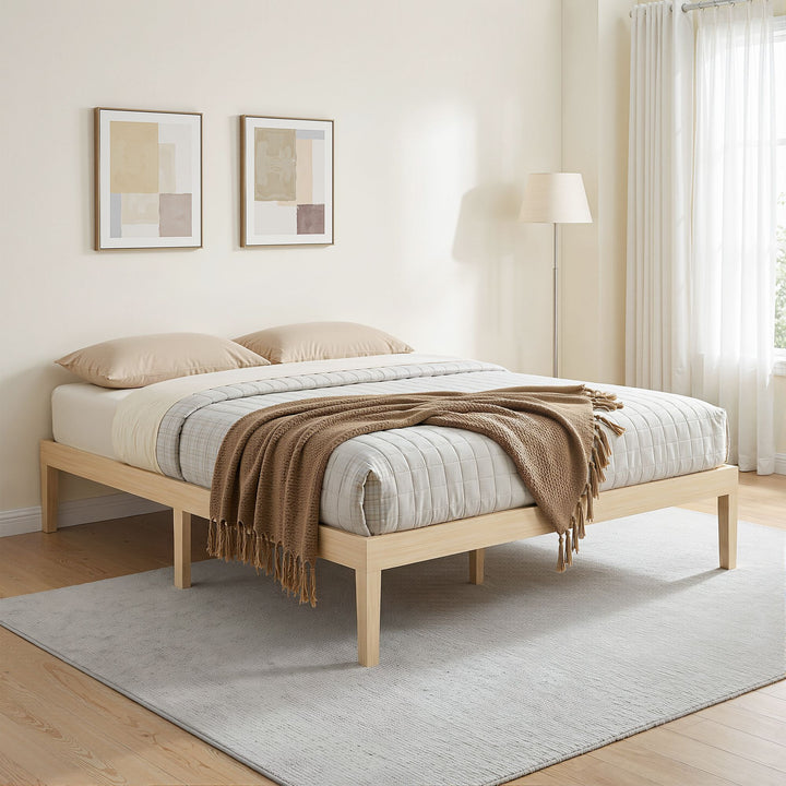 Artiss Bed Frame Double Size Wooden Base Platform Timber Pine BRUNO