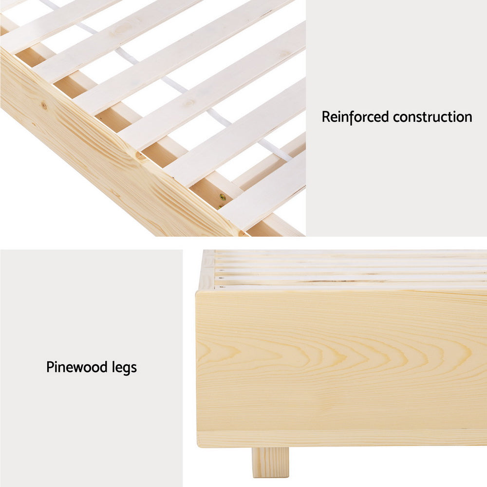 Artiss Bed Frame Queen Size Floating Wooden Base Platform Timber ODIN