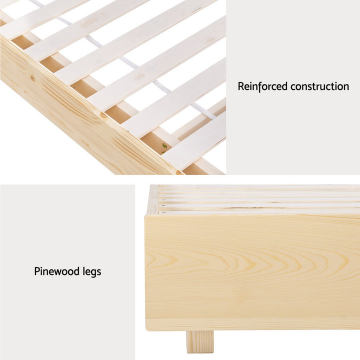 Artiss Bed Frame Queen Size Floating Wooden Base Platform Timber ODIN