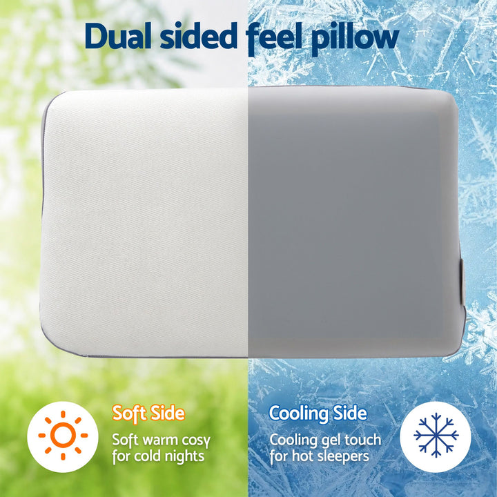 ROOMSENSE Reversible Dual-Sided Memory Foam Pillow, Ice-Cooling & Warm Fabric Sides, 55D Ultra-High Density Ergonomic Contour Pillow for Neck Pain Relief, Back & Side Sleepers