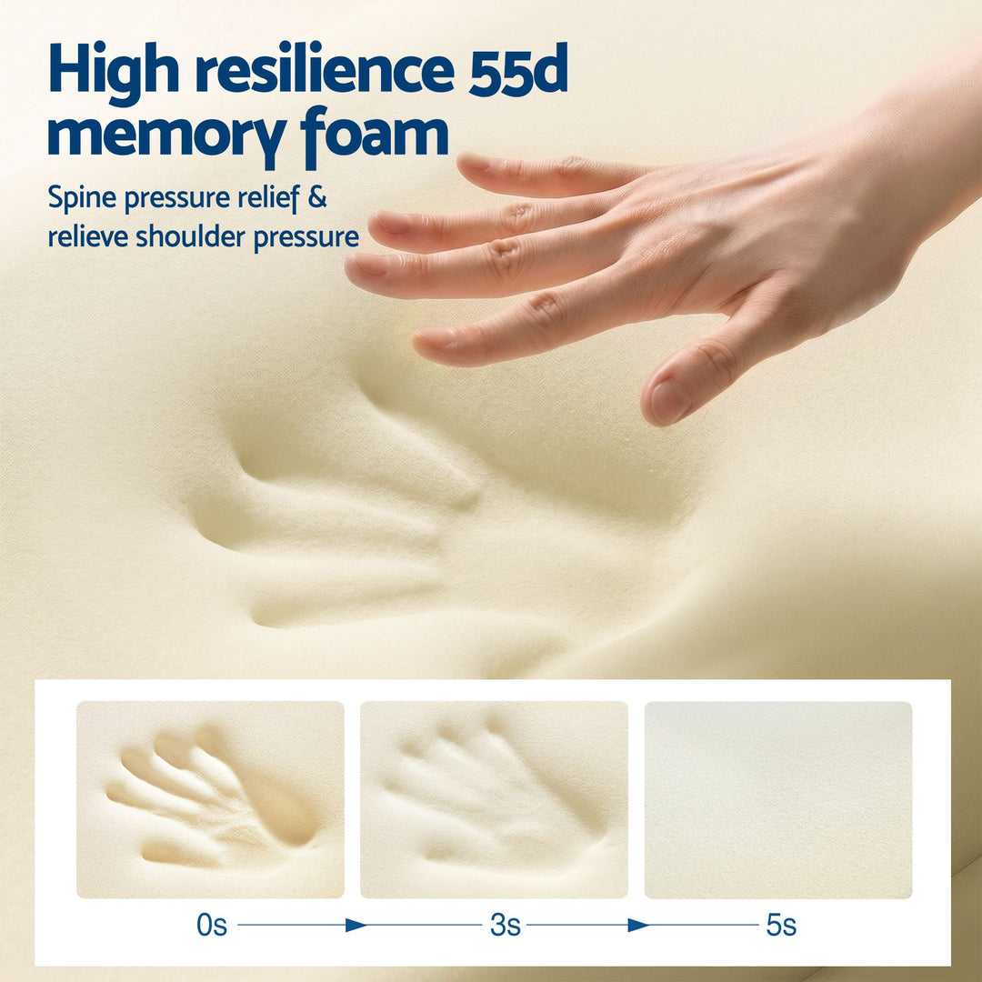 ROOMSENSE Reversible Dual-Sided Memory Foam Pillow, Ice-Cooling & Warm Fabric Sides, 55D Ultra-High Density Ergonomic Contour Pillow for Neck Pain Relief, Back & Side Sleepers
