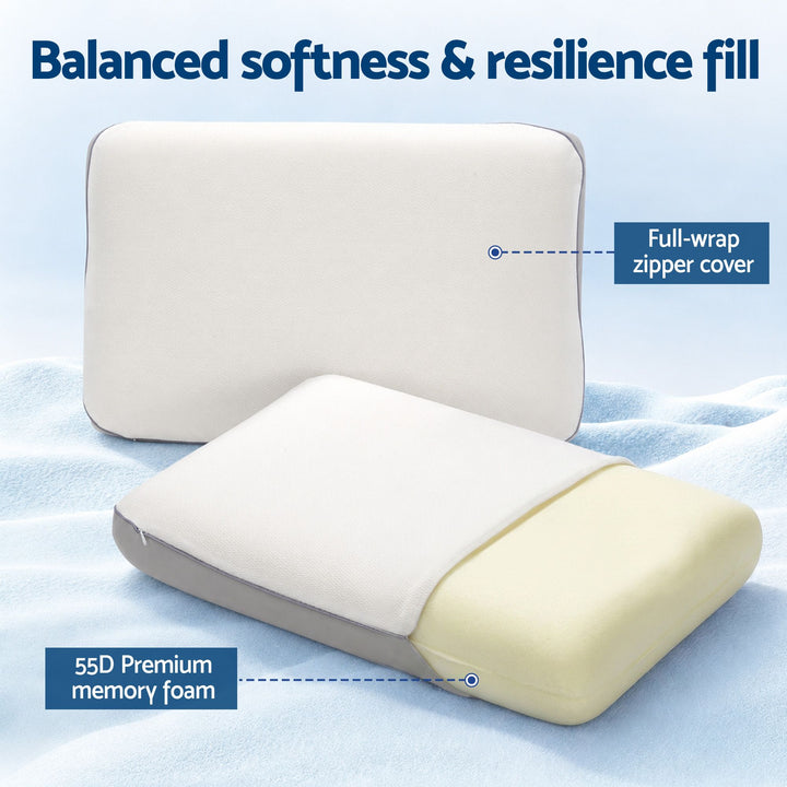 ROOMSENSE Reversible Dual-Sided Memory Foam Pillow, Ice-Cooling & Warm Fabric Sides, 55D Ultra-High Density Ergonomic Contour Pillow for Neck Pain Relief, Back & Side Sleepers