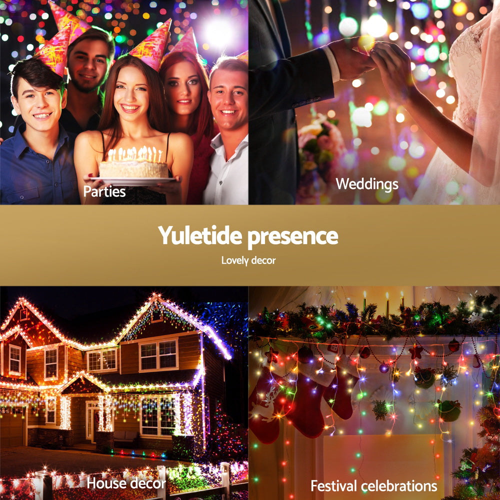 Christmas Icicle Lights 32M 960 LED Multi-Colour - Outdoor Indoor Jingle Jollys