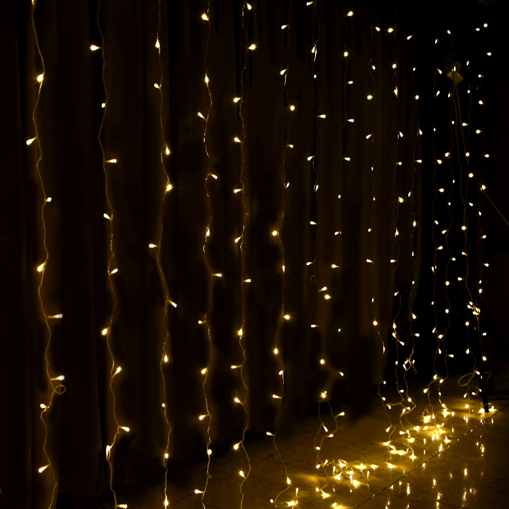 Christmas Curtain Lights 3x6M 600 LED Warm White - Backdrop Fairy Lights Jingle Jollys
