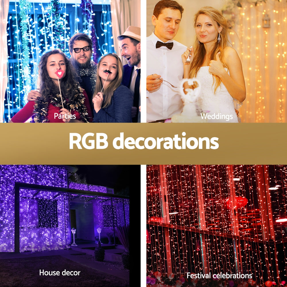 Christmas Curtain Lights 3x6M 960 LED RGB Remote Control - Colour Changing Jingle Jollys