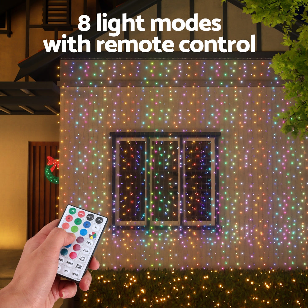 Christmas Curtain Lights 3x6M 960 LED RGB Remote Control - Colour Changing Jingle Jollys