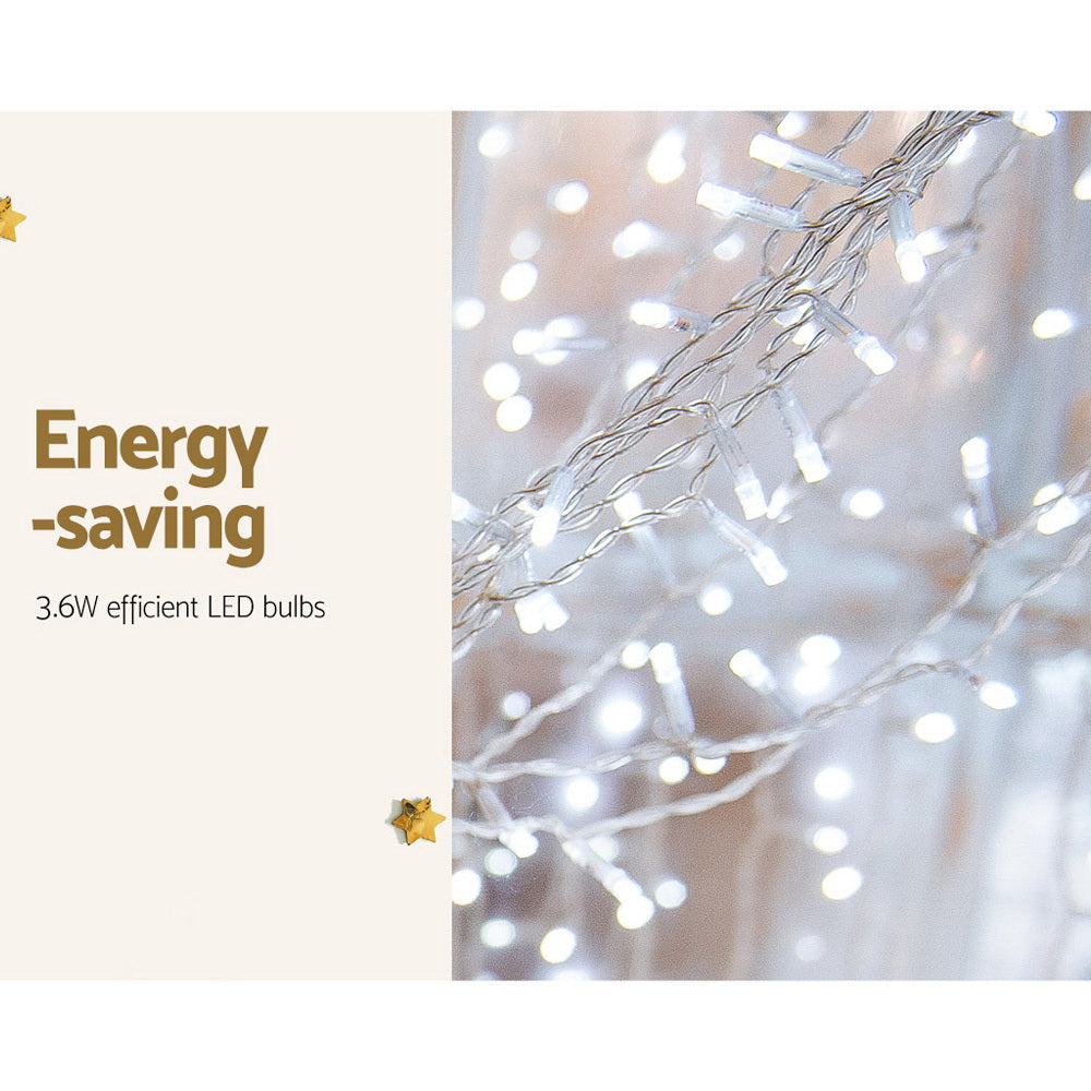 Christmas Curtain Lights 3x6M 600 LED Cool White - Backdrop Fairy Lights Jingle Jollys