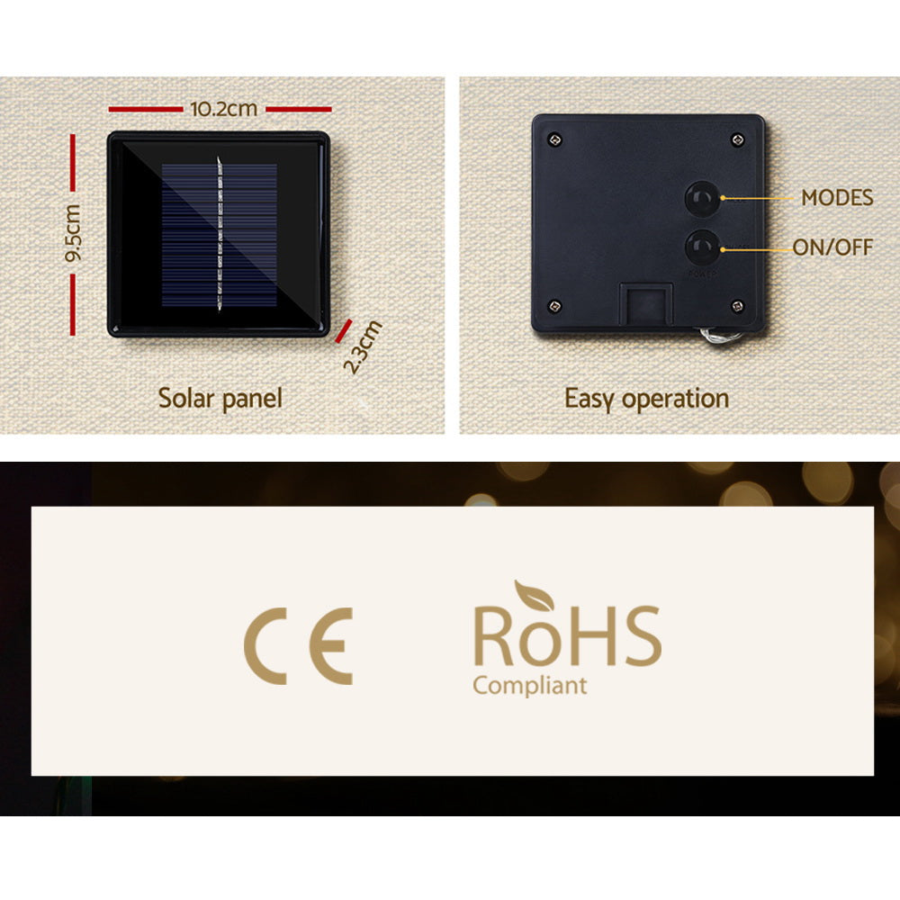 Solar Christmas Icicle Lights 12.5M Warm White - Outdoor String Lights Jingle Jollys