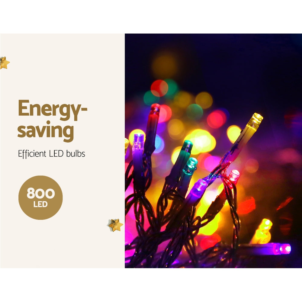 Christmas Icicle Lights 20M 800 LED Multi-Colour - Outdoor Indoor Jingle Jollys