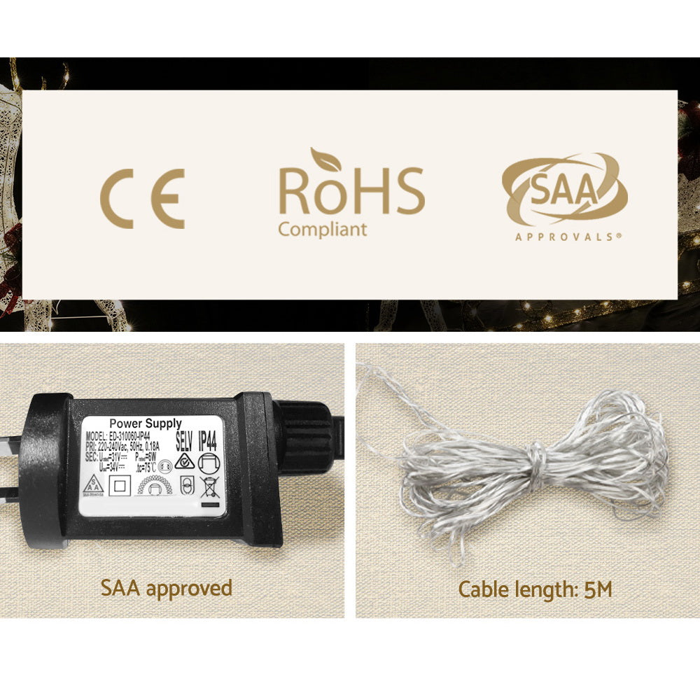 Christmas Reindeer Sleigh LED Lights 215 Bulbs - 3D Outdoor Decoration Jingle Jollys