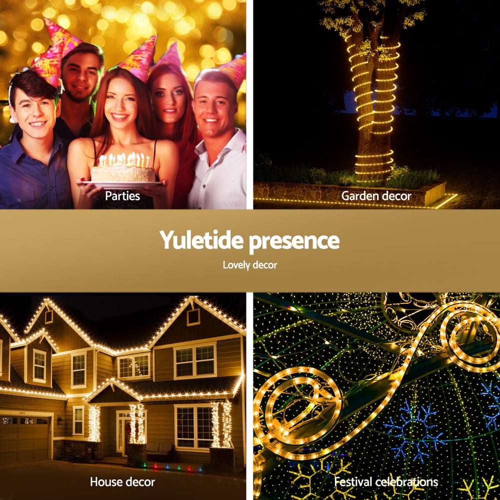 Christmas Rope Lights 20M 600 LED Warm White - String Lights Jingle Jollys