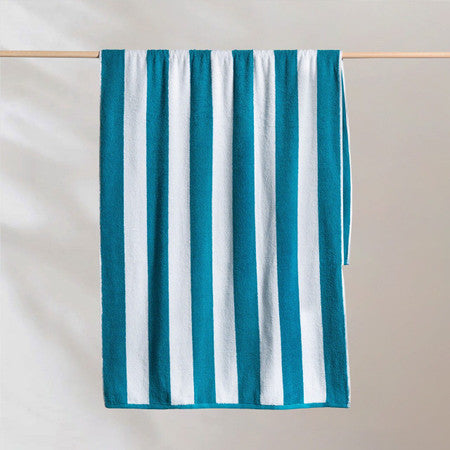 Canningvale Striped Cabana Cotton Terry Beach Towel - Navy/Black/Sand/Oceano